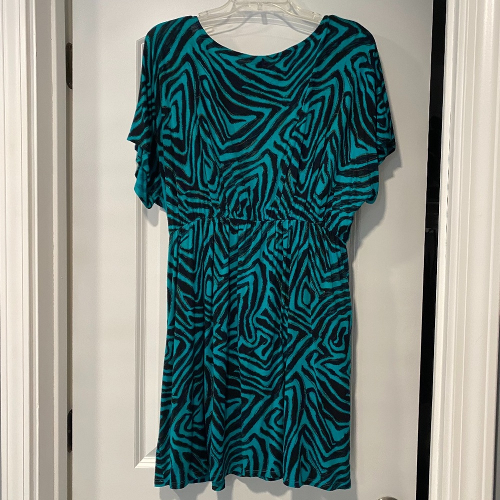 Teal and Black Print Dress - Picture 3 of 3